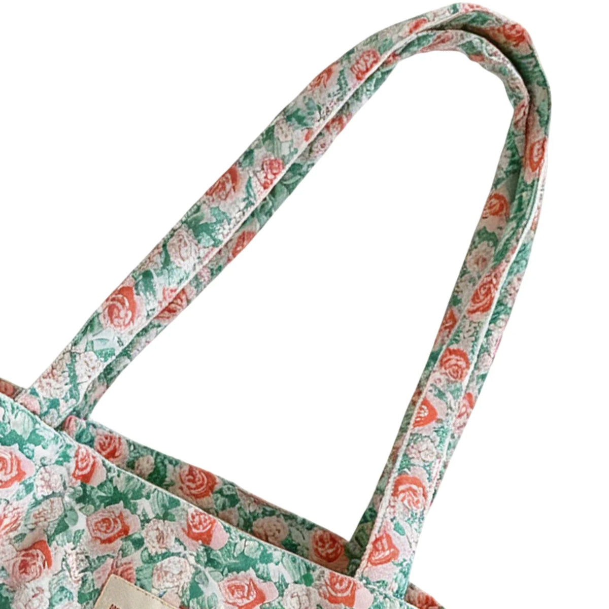 Women Quilted Cotton Laptop Work Tote Bag Lightweight Flower Print
