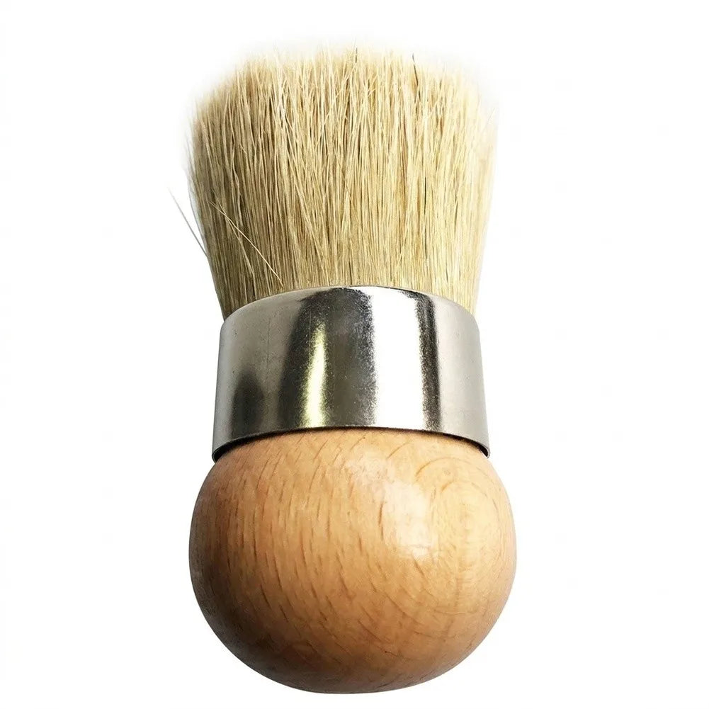 Round Wax Brush – Natural Bristle & Wooden Handle Stencil Tool