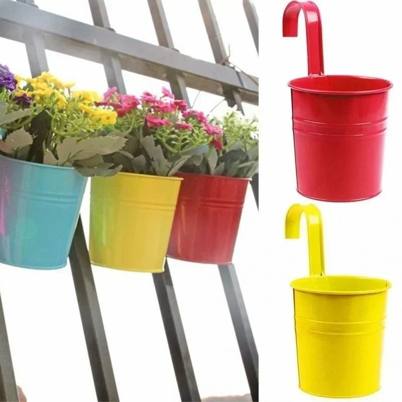 Iron Wall Hanging Flower Pot with Hook – Balcony Planter