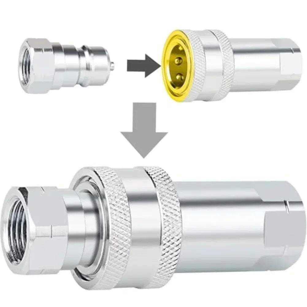 Hydraulic Quick Connect Coupler Set NPT 1/2" & 1/4" + Dust Cap