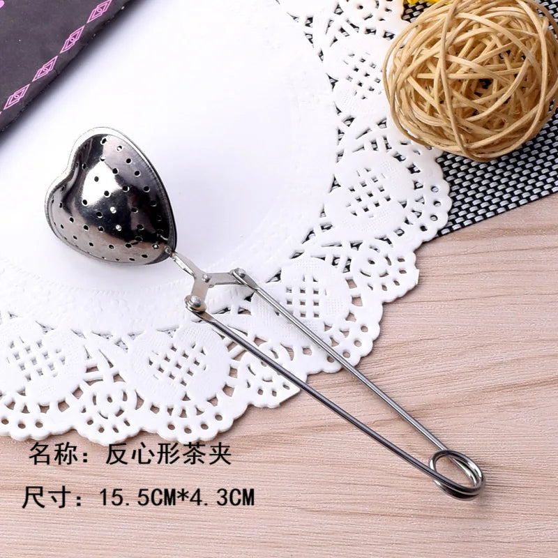 Stainless Steel Heart-shaped Tea Tongs Infuser Strainer Accessories