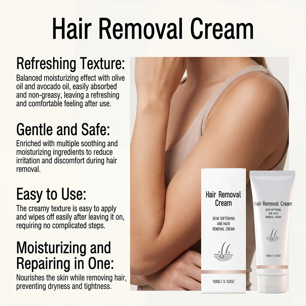 Instant Painless Hair Removal Cream – Smooth Skin 100g