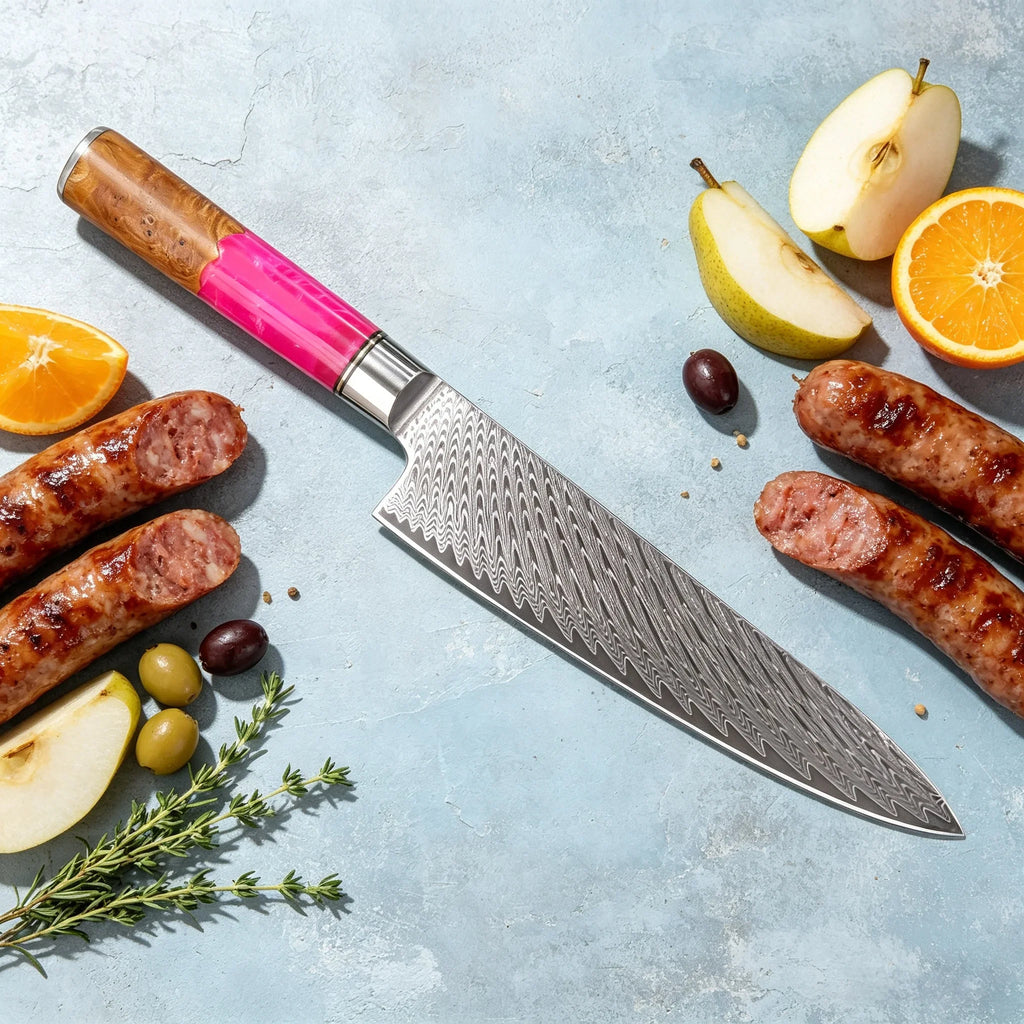 Damascus Steel Chef Knife – 19.4cm Blade for Kitchen & Cooking