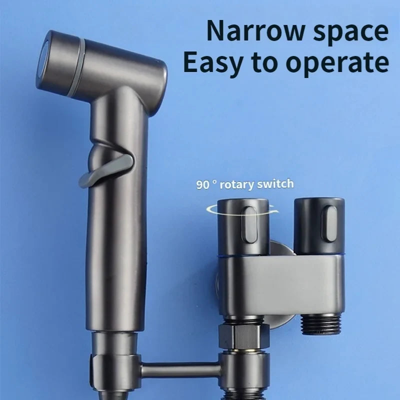 High-Pressure Handheld Bidet Spray Gun | 3-Way Angle Valve