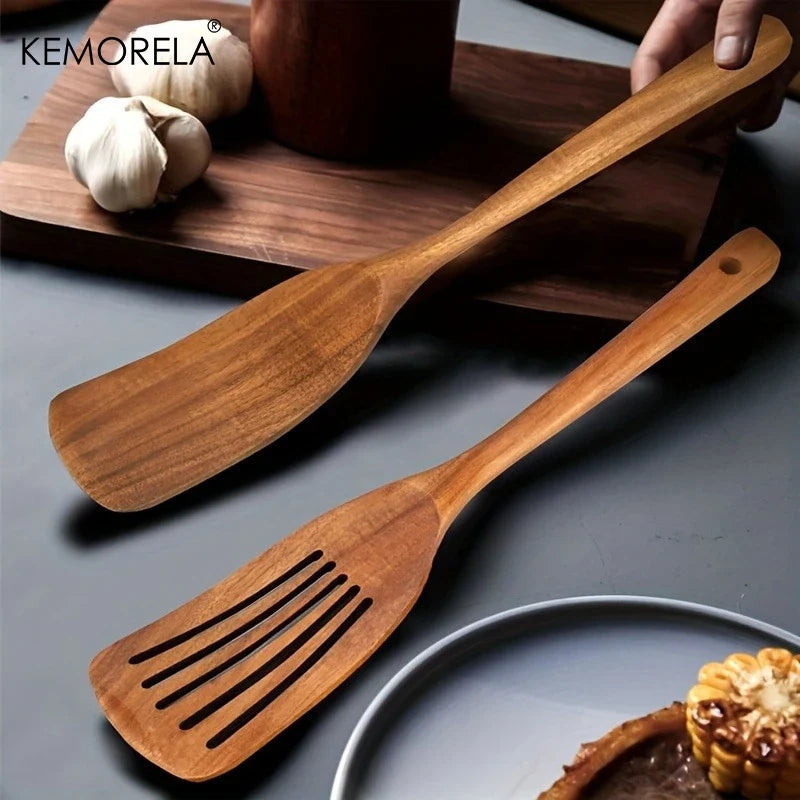 KEMORELA Acacia Wood Spatula Set – Food-Safe Kitchen Utensils