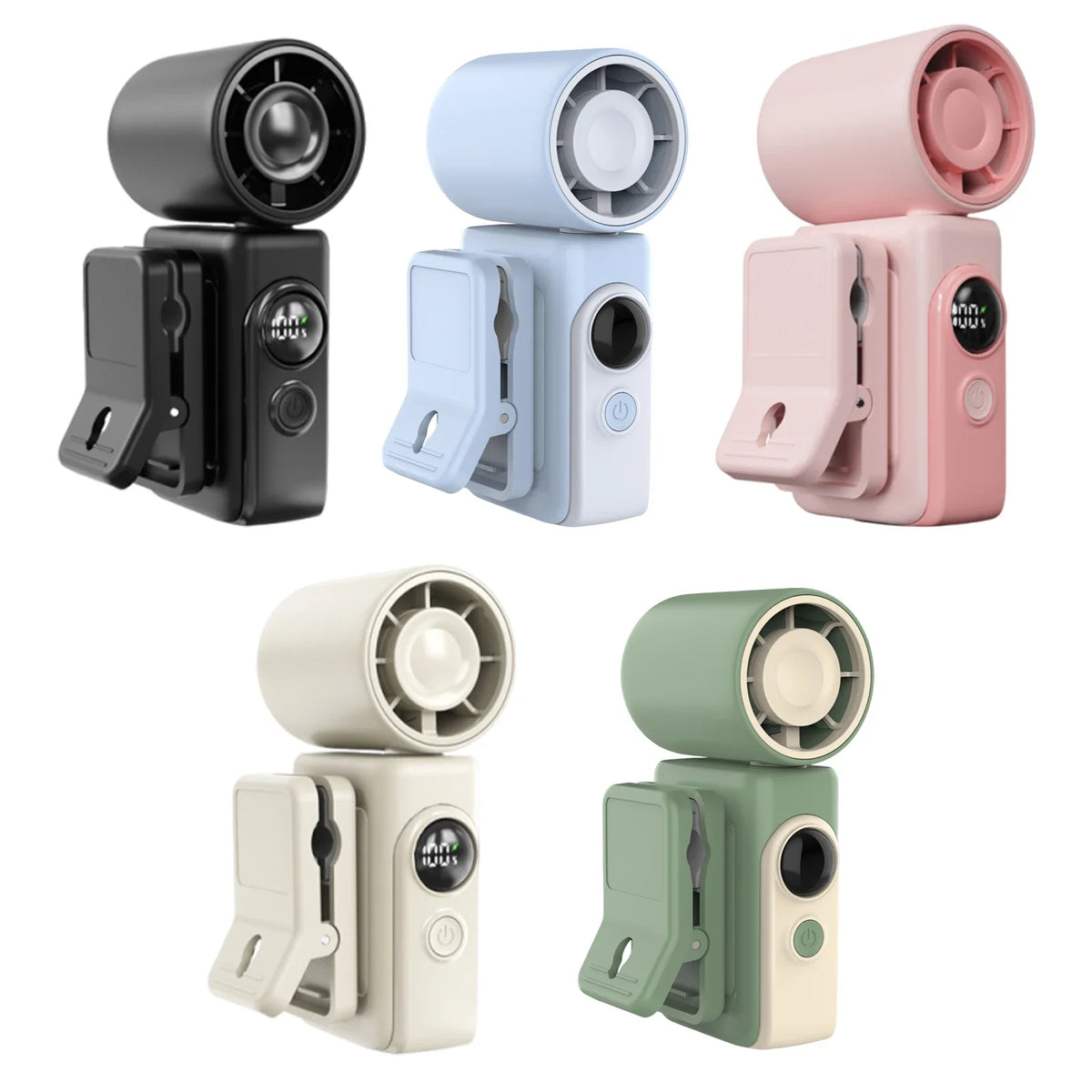 USB Rechargeable Cooling Fan LED Display Portable Clip-on Mini