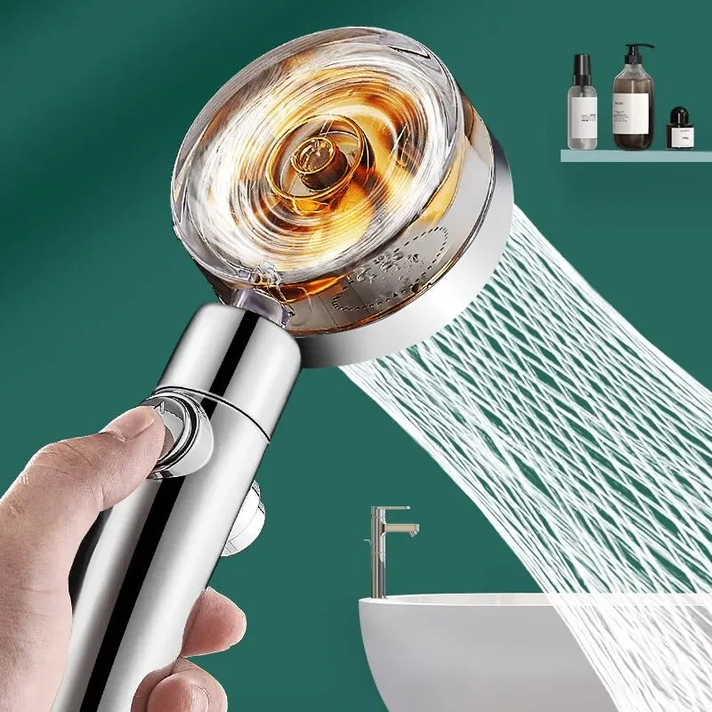 High-Pressure Water-Saving Propeller Shower Head | Chrome & Gold