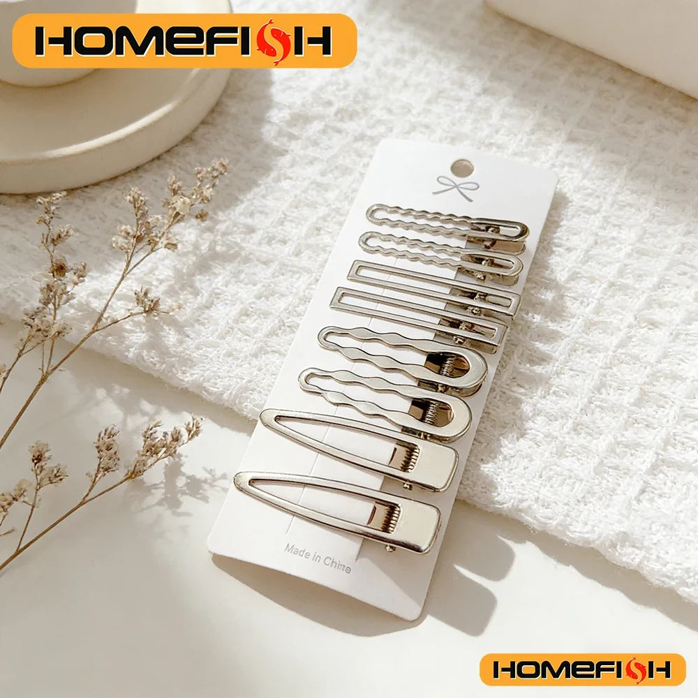 Sliver Metal Hair Clips Women Girls Duckbill Hairpin Personality