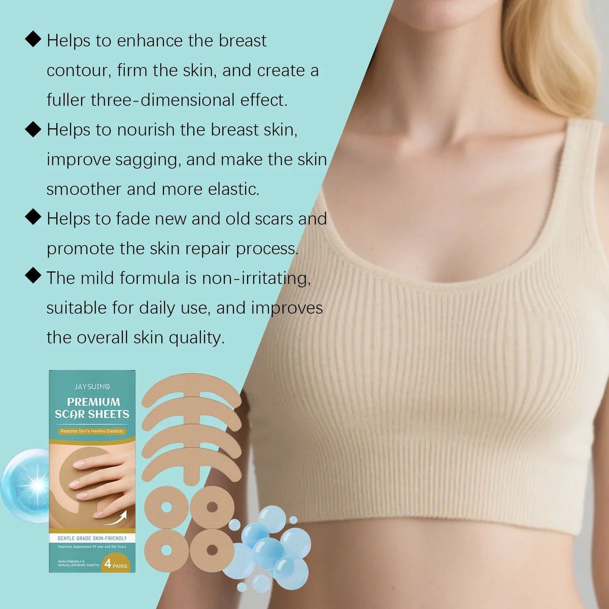 Hyaluronic Acid Chest Patch – Scar Repair & Lifting (4 Pairs)