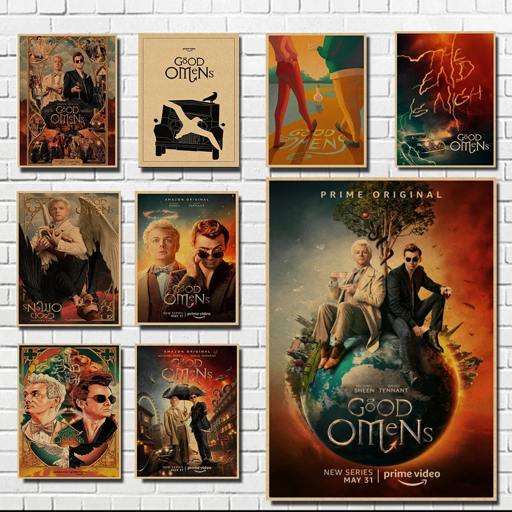 Good Omens TV Show Vintage Kraft Paper Poster | Unframed Wall Art