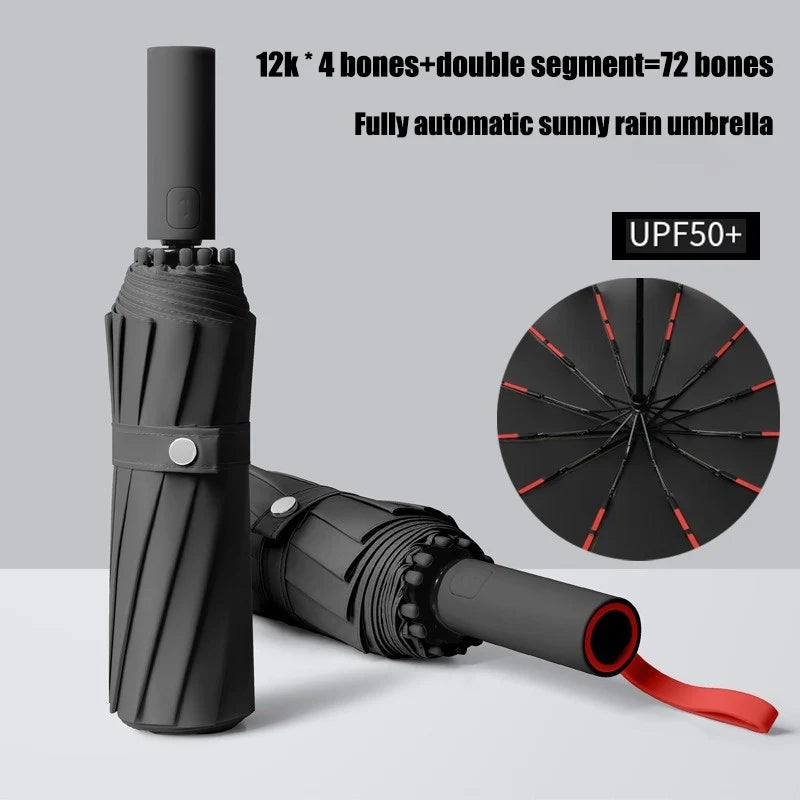 Automatic Folding Umbrella – UPF50+ Windproof & Waterproof