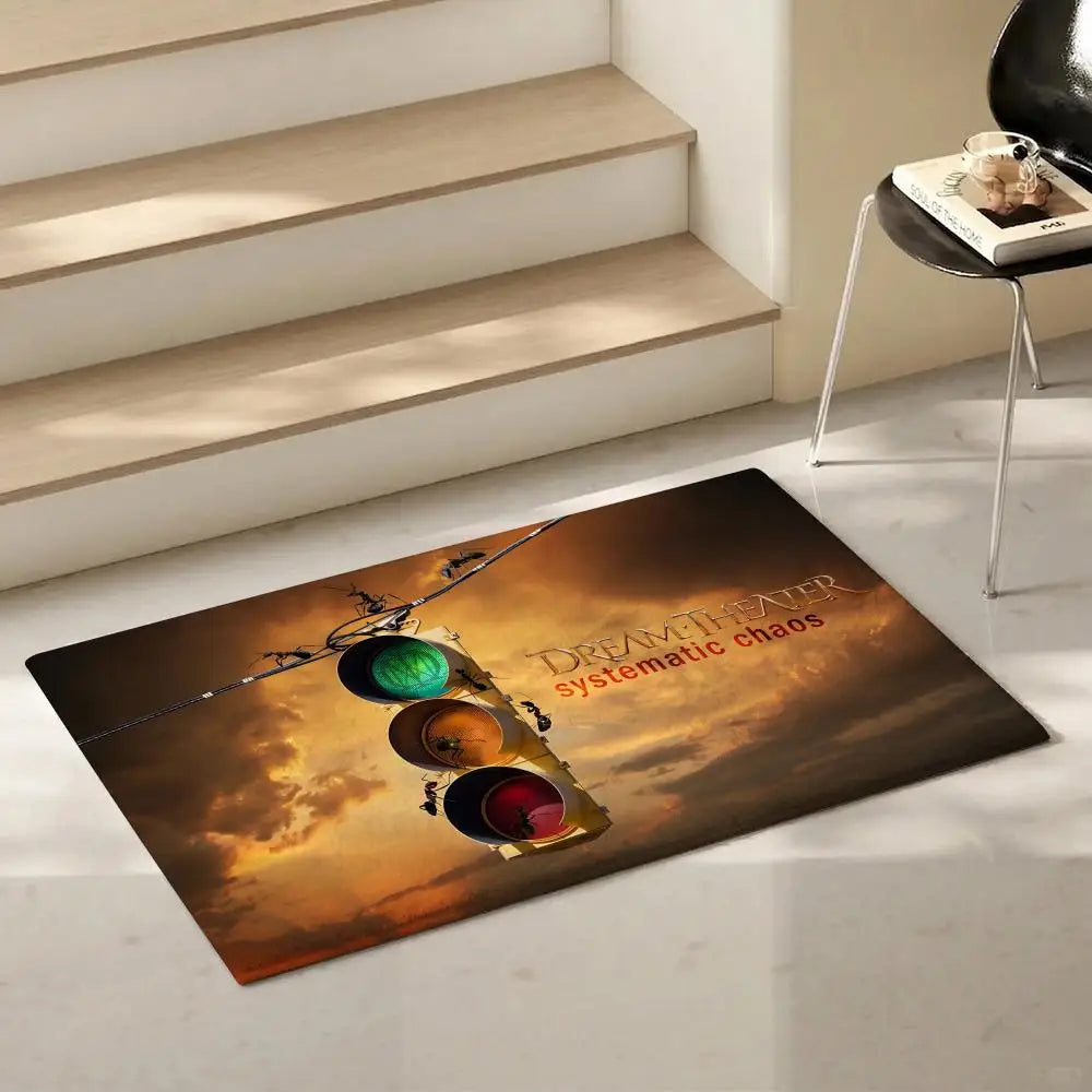 Dream Theater Band Flannel Floor Mat – Non-Slip Indoor Rug