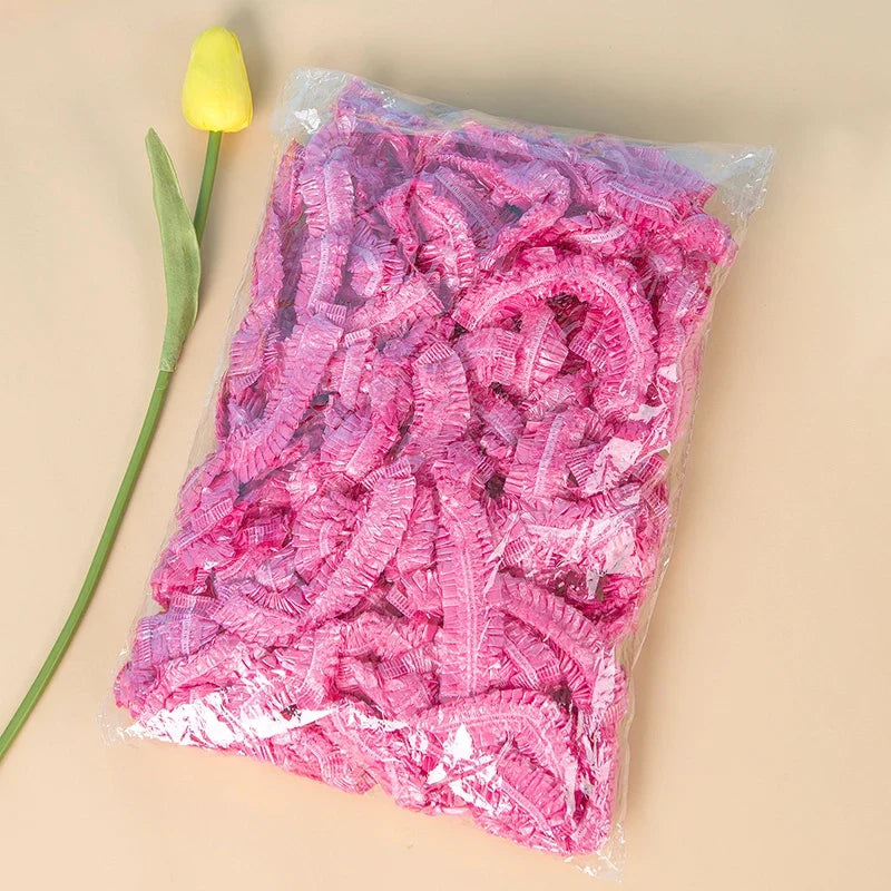 Shower Cap Head Cover Elastic Plastic Thickened Pink Round Food