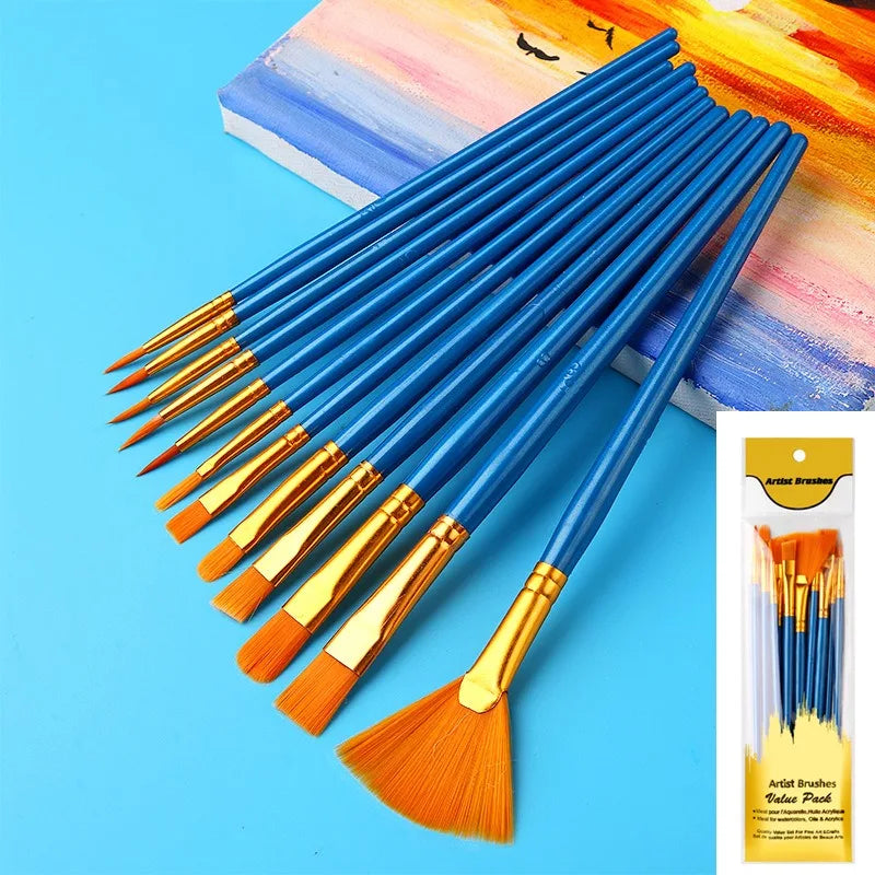 10-Piece Artist Paint Brush Set – Oil, Acrylic & Watercolor