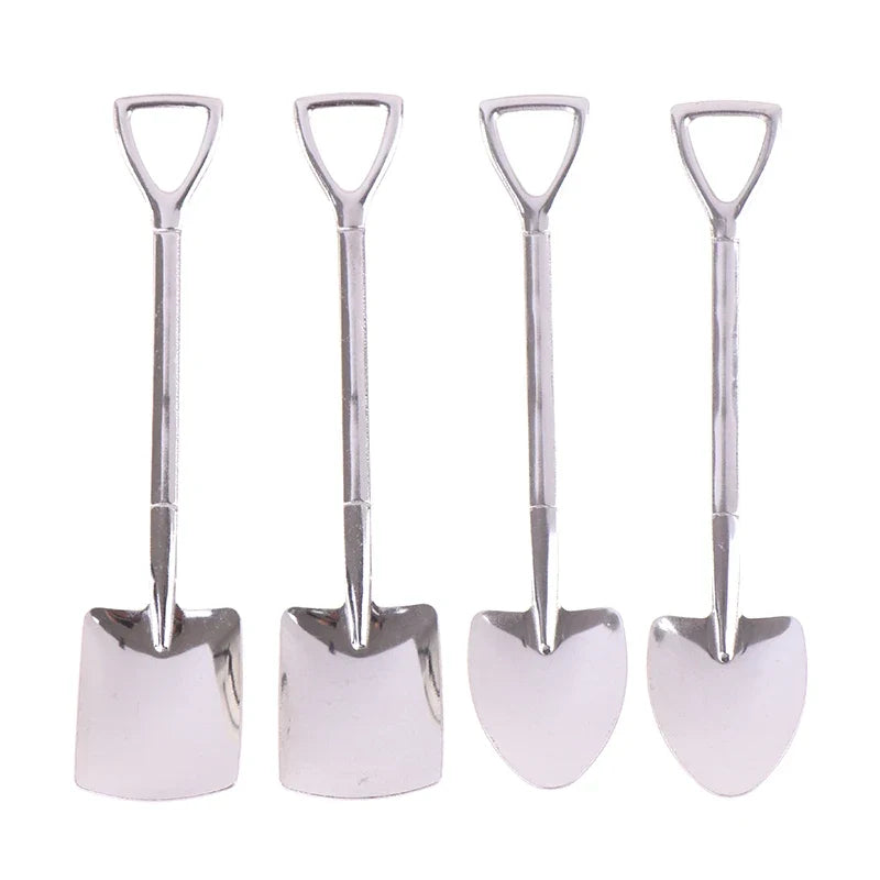 4-Piece Shovel Shape Stainless Steel Dessert Spoons Set