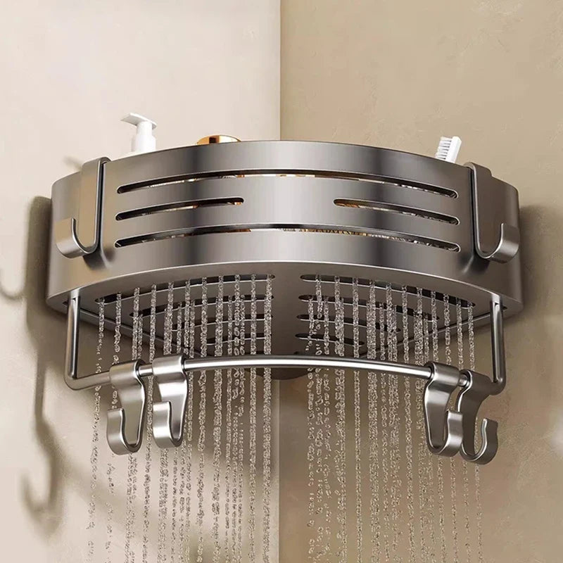 No-Drill Suction Cup Bathroom Corner Shelf | Aluminum Alloy