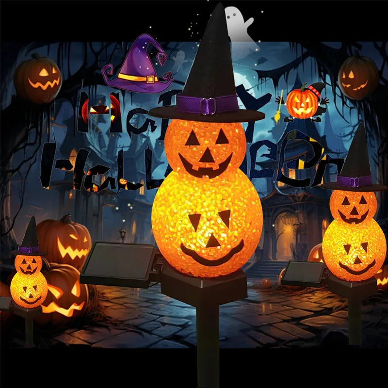 Solar-powered Halloween Pumpkin Land Plug-in Resin Lamp Festive