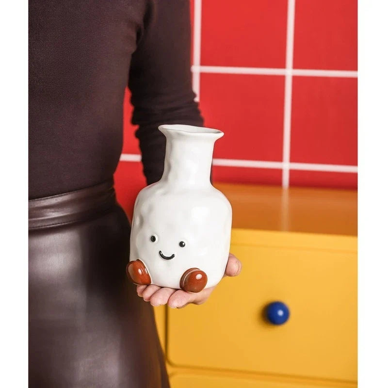 Cute Smiling Face Vase Creative Decorative Item Home Living Room