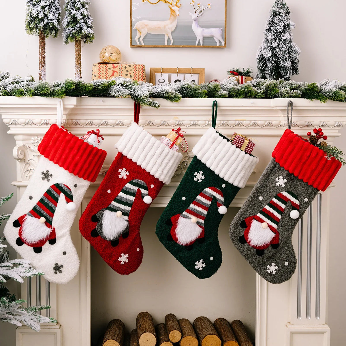 Christmas Decorations Rudolph Socks No Face Doll Bag Cartoon