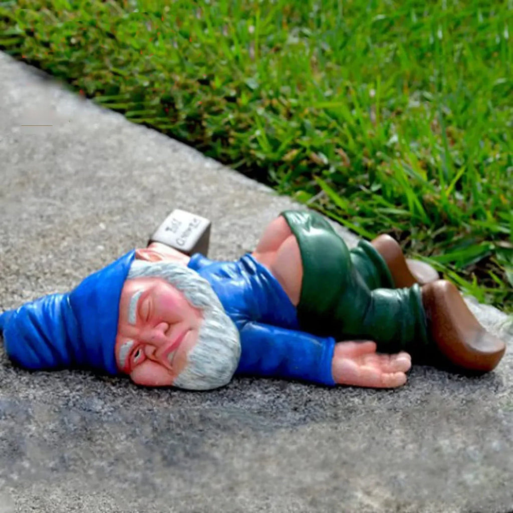 Christmas Drunken Garden Gnome Funny Resin Statues Home Decor
