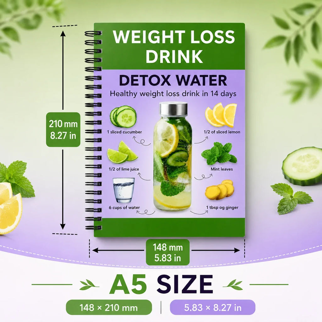 14-Day Detox Water Guide A5 Spiral Notebook 140-Page Healthy Drink