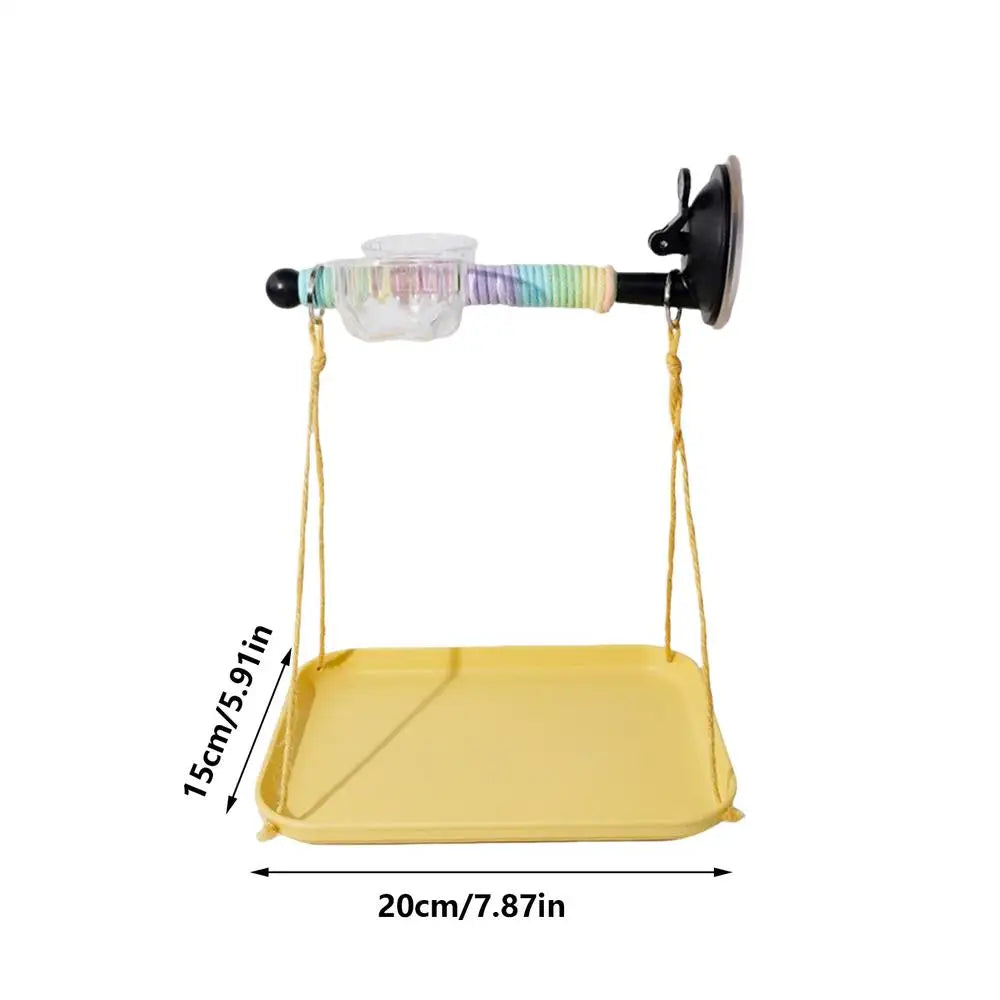 Bird Perch Stand Suction Cup Grinding Stick Window Toy Parakeet