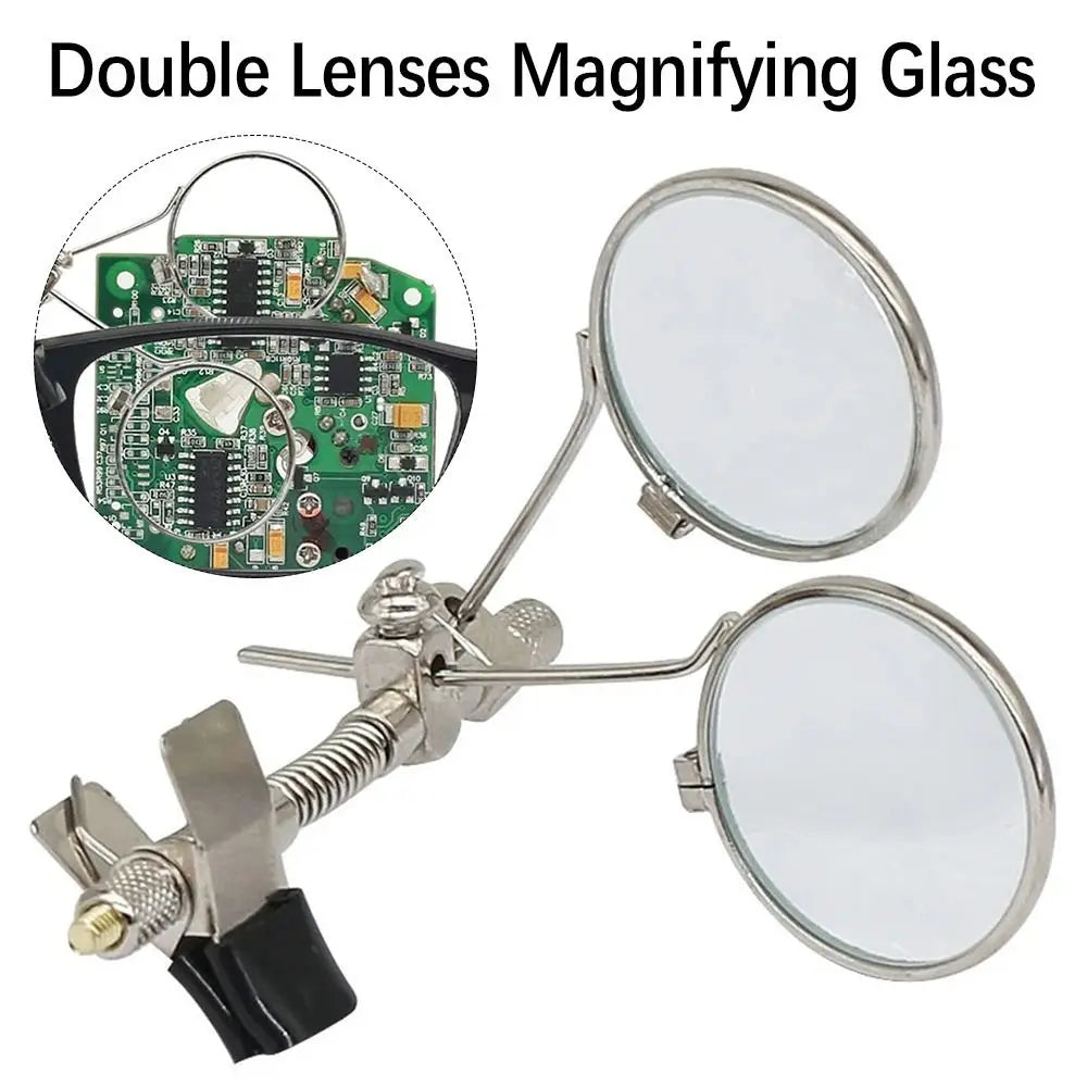 Rotatable MINI Magnifier 10X Double Lenses Magnifying Glass Stainless