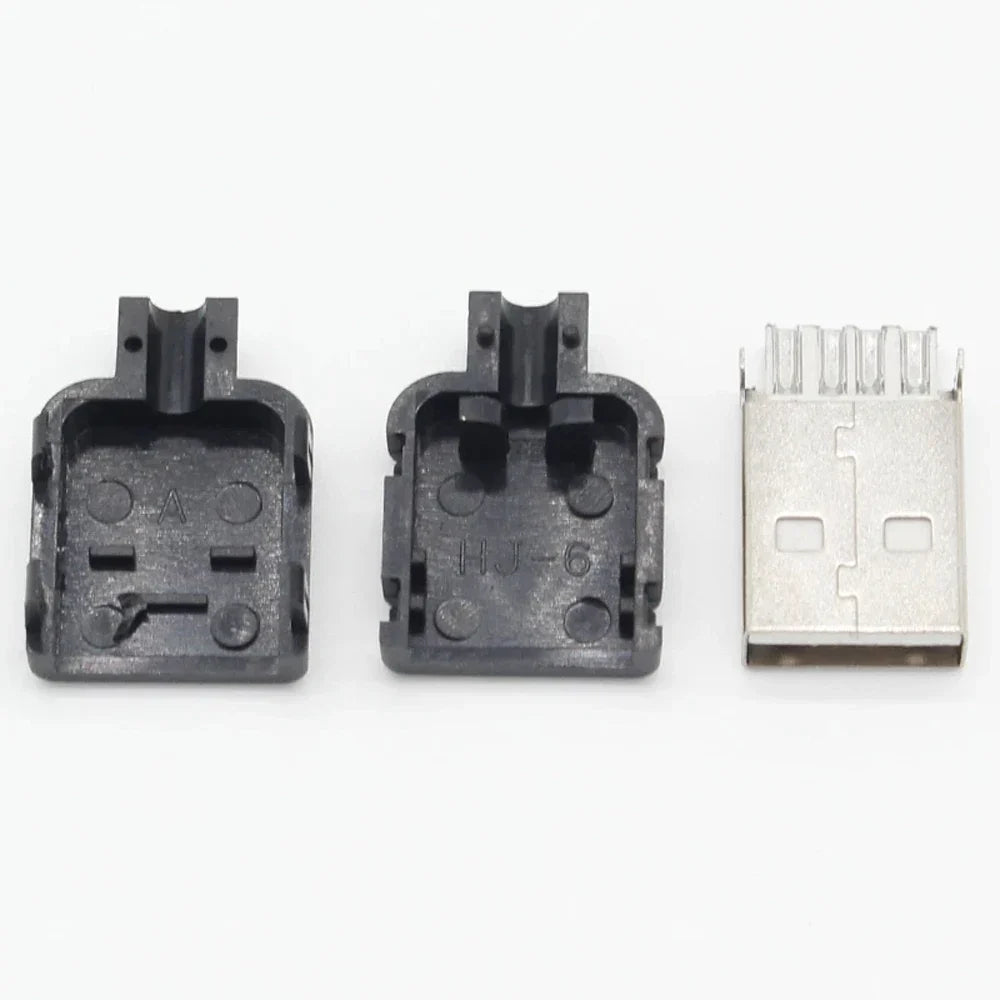 DIY USB 2.0 Type-A Male Connector 4-Pin Plastic Shell – 10 Pack