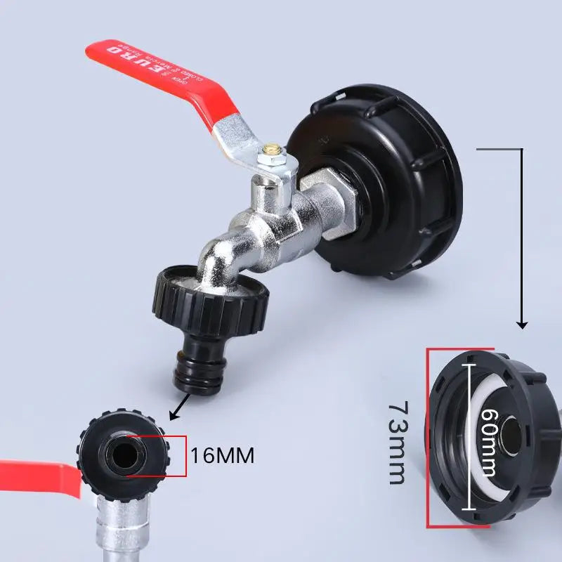 IBC Tank Tap Adapter S60x6 to 1/2" & 3/4" Thread Valve Fitting