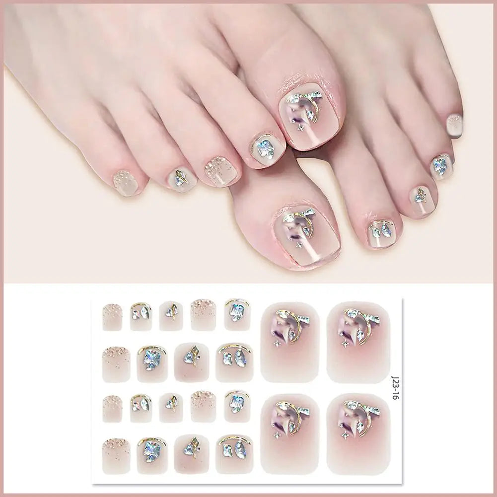 22-Piece Glitter Toe Nail Stickers – French Nail Wraps DIY
