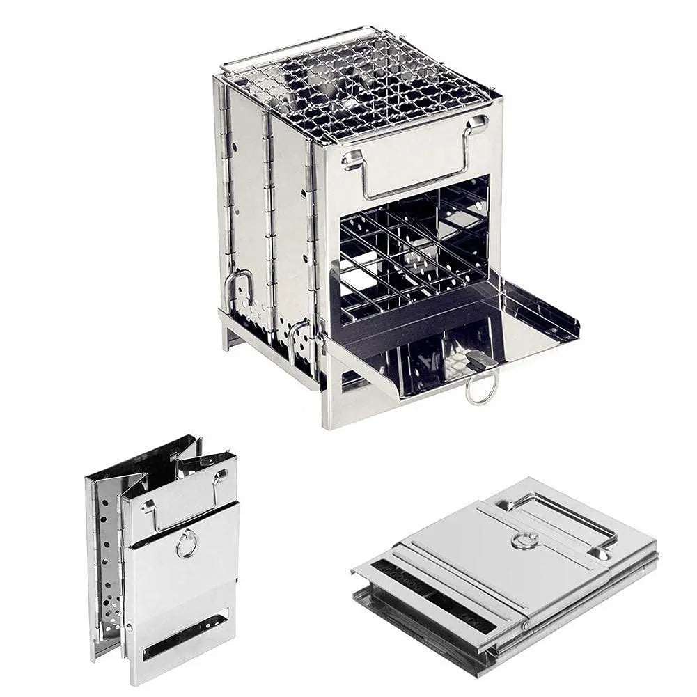 Portable Folding Wood Burning Camp Stove | Stainless Steel