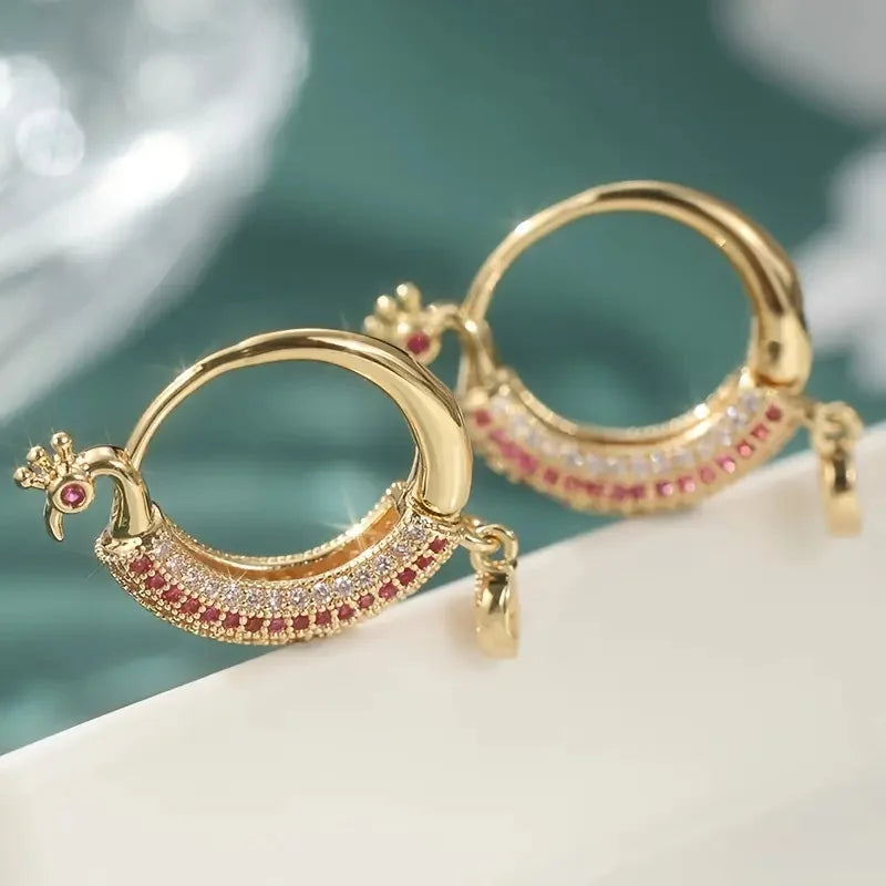 Huitan Cubic Zirconia Hoop Earrings – Geometric Women's Jewelry