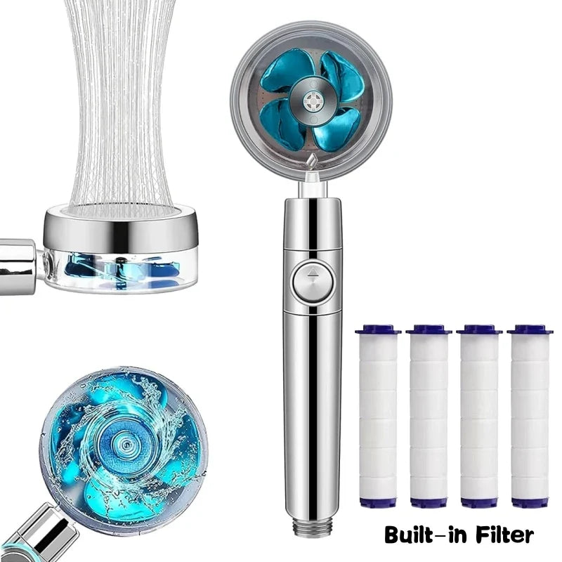 360° Turbo Fan Shower Head | High Pressure Water Saving Filter