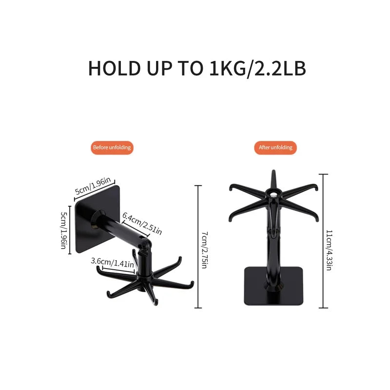Rotating No-Drill Wall-Mounted Kitchen Hooks Rack | 5/10 Pcs