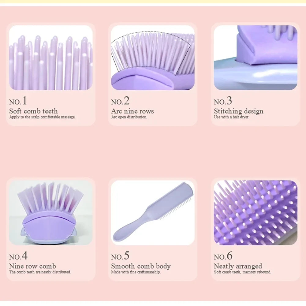 9-Row Detangling Hair Brush – Cushion Scalp Massage Comb
