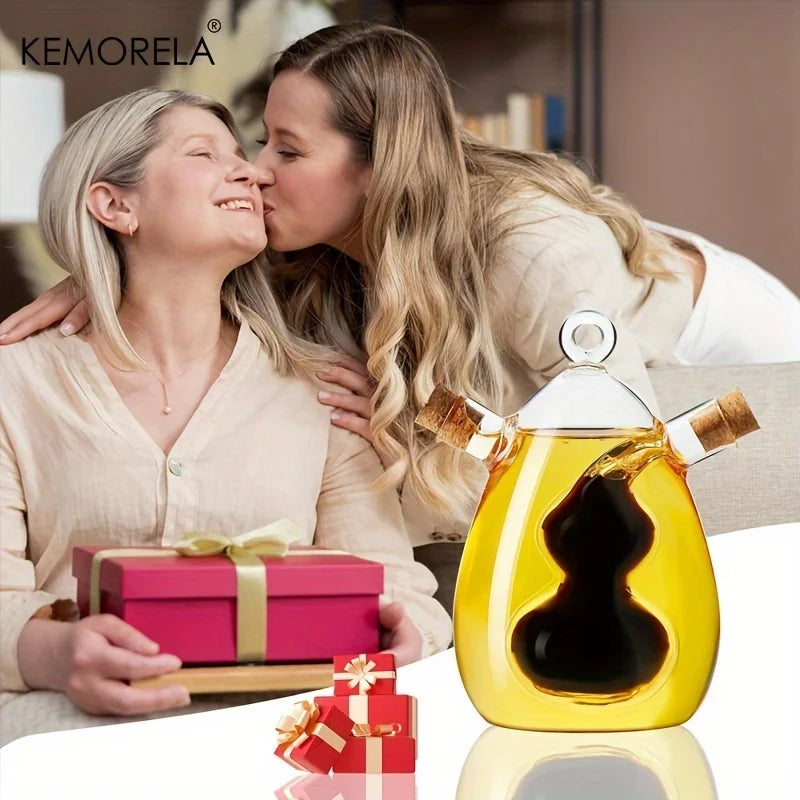 KEMORELA 2-in-1 Glass Oil & Vinegar Dispenser Bottle 350ml