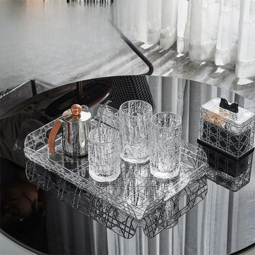 Household Rectangular Storage Tray Light Luxury Transparent Water Cup
