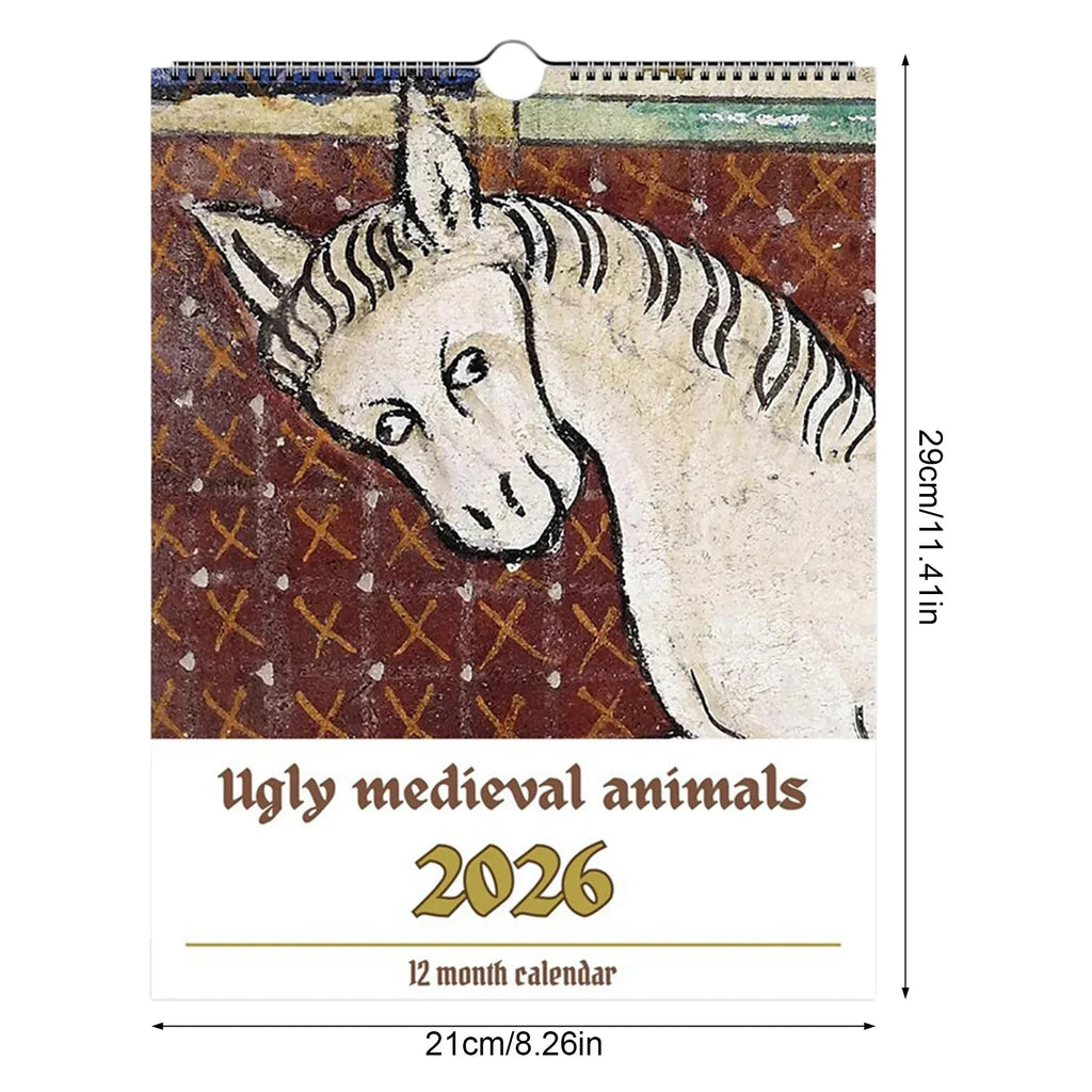 2026 Medieval Animal Wall Calendar | Funny Ugly Art Design