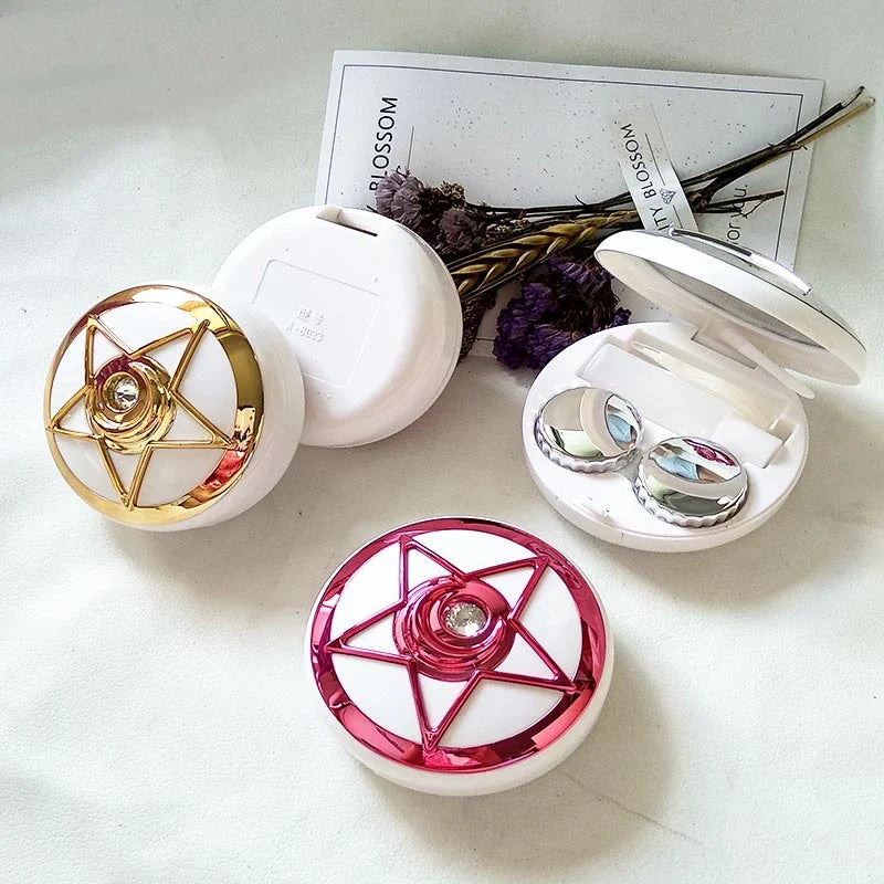 Contact Lens Travel Star Diamond Case Cleaner Mirror Tweezers Removal