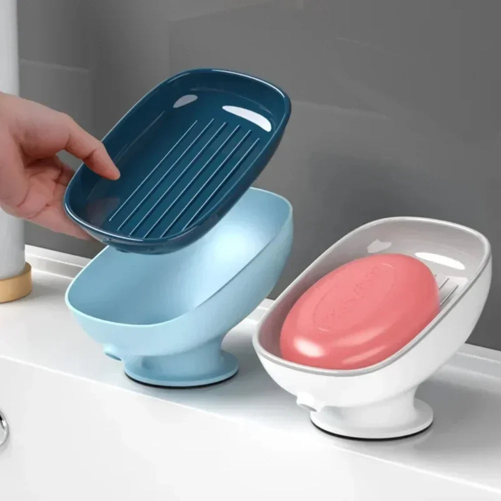 Suction Cup Soap Dish Drain Water Bathroom Holder Kithcen Sponge