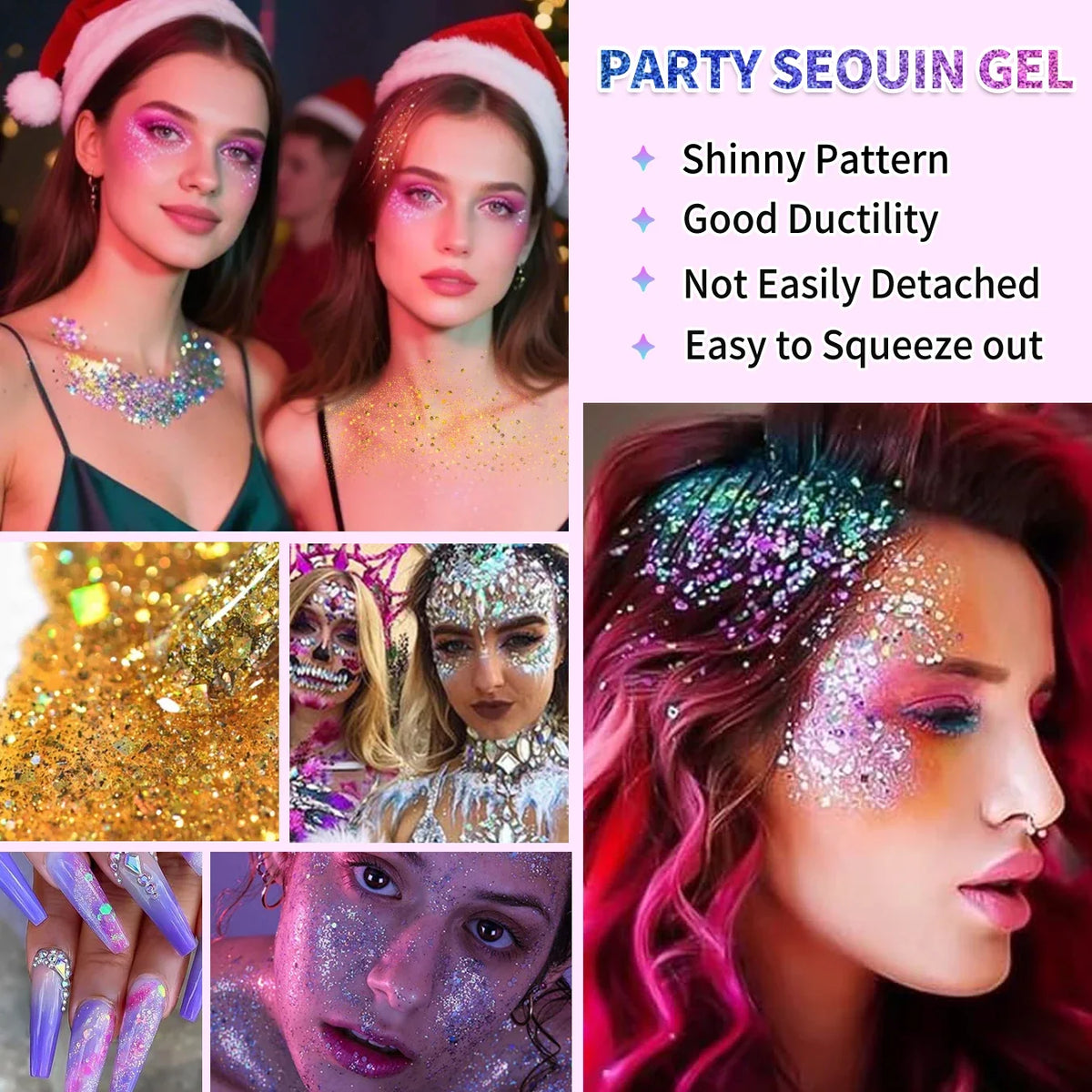10-Piece Face & Body Glitter Gel Set – Festival Carnival Makeup