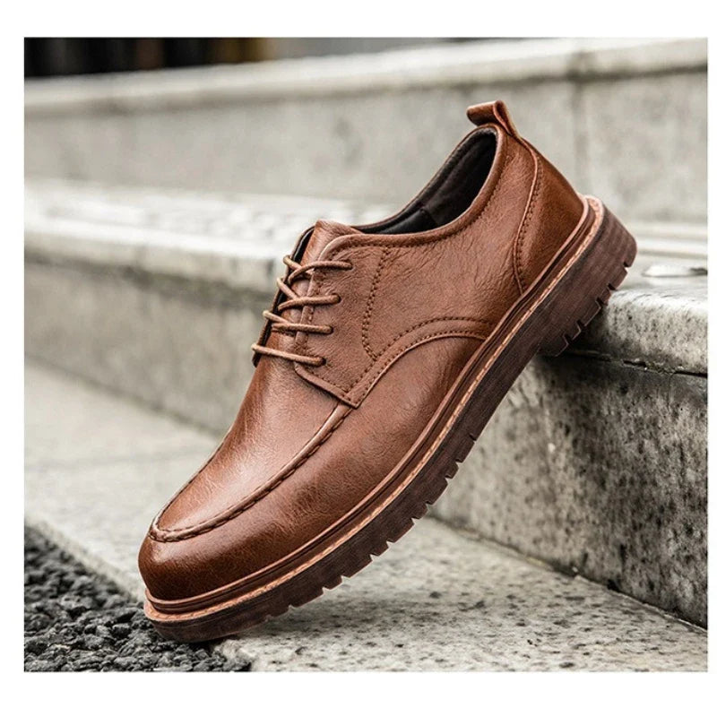 YBQJOO Men's Genuine Leather Oxford Shoes – Waterproof Lace-Up