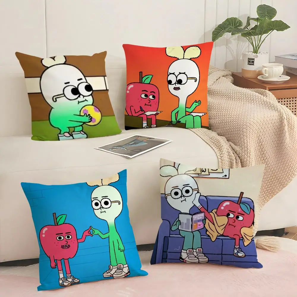 Anime Food Apples & Onions Linen Cushion Cover | Hidden Zipper