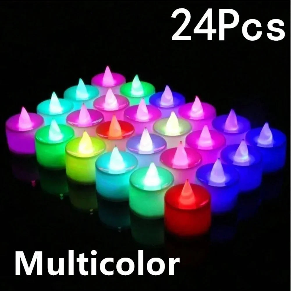 24 Flameless LED Tea Light Candles – 200+ Hrs, Batteries Included