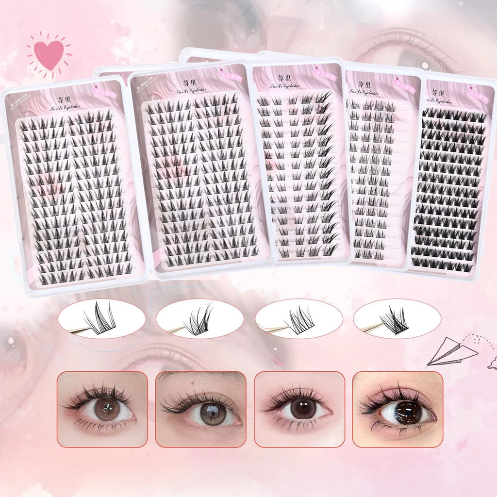 DIY Cluster False Eyelashes Fox-Style Natural Volume 8-12mm