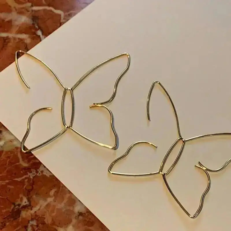 Korean Artsy Butterfly Silhouette Hoop Earrings Women Exaggerated