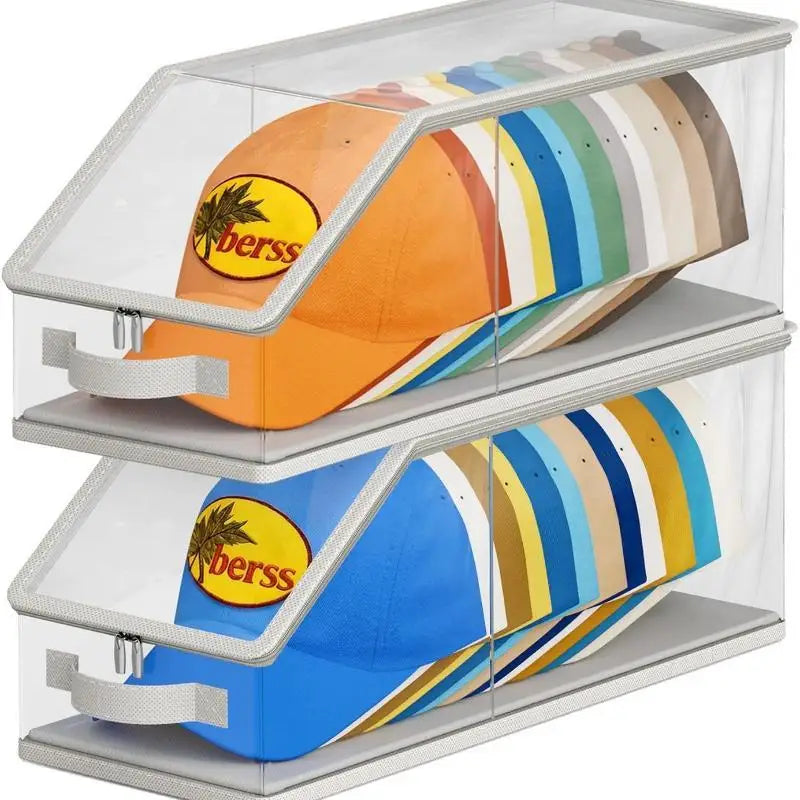 Clear Hat Storage Box – Holds 12 Baseball Caps, Stackable