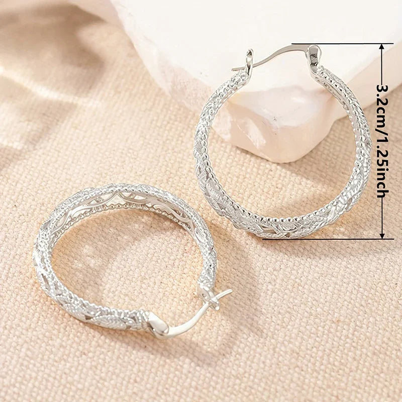 Huitan Large Geometric Hoop Earrings – Bohemian Party Jewelry
