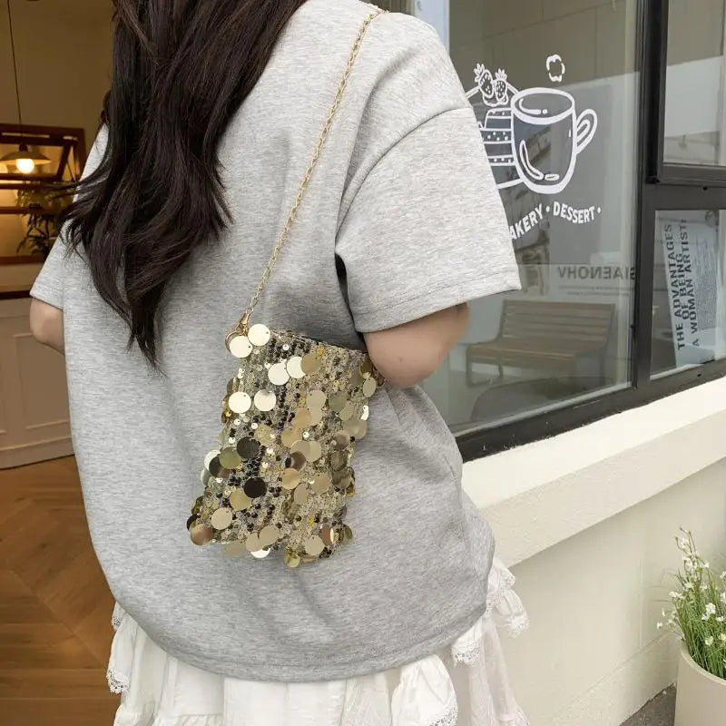 Sequined Crossbody Bag – Women's Chain Shoulder Purse