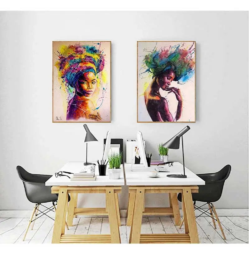 Abstract African Woman Canvas Wall Art Print | Modern Décor